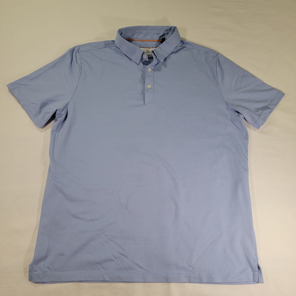 Modern Ambition Mens Blue Micro Stripe Short Sleeve Technical Polo Shirt Size M